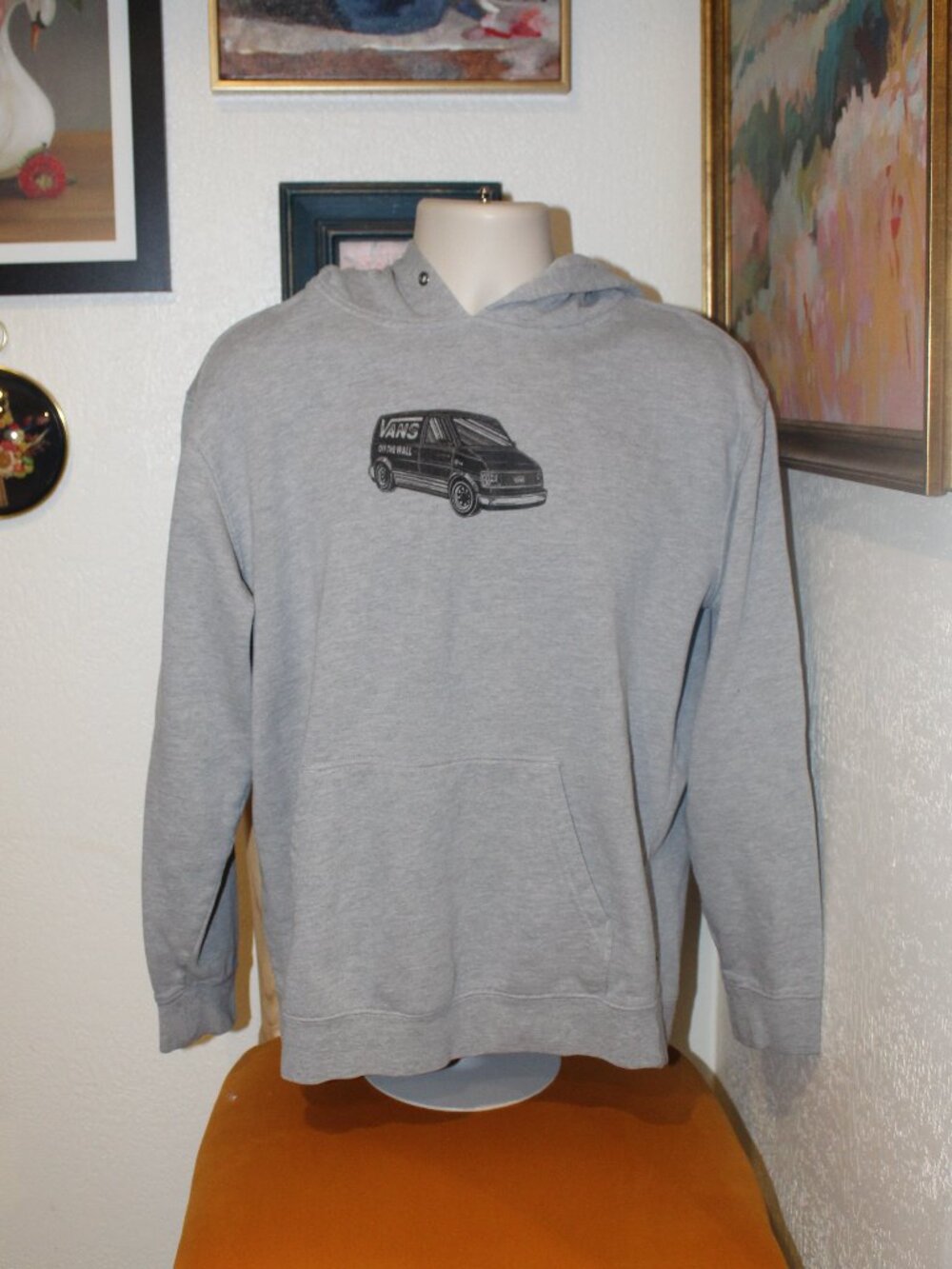 Vans Off The Wall Van Graphic Gray Pullover Hoodie Men’s Large